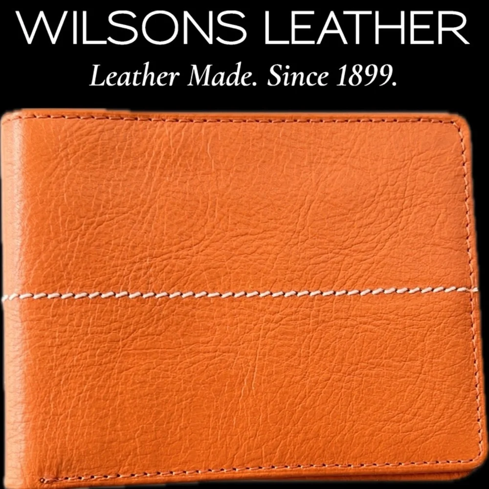 🍊NWOT Wallet | Orange Leather Bi-Fold Key Card/Cash Holder by Wilsons Leather